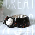 Haustier -Fütterungsschüssel Katzenmetallschale mit Keramik